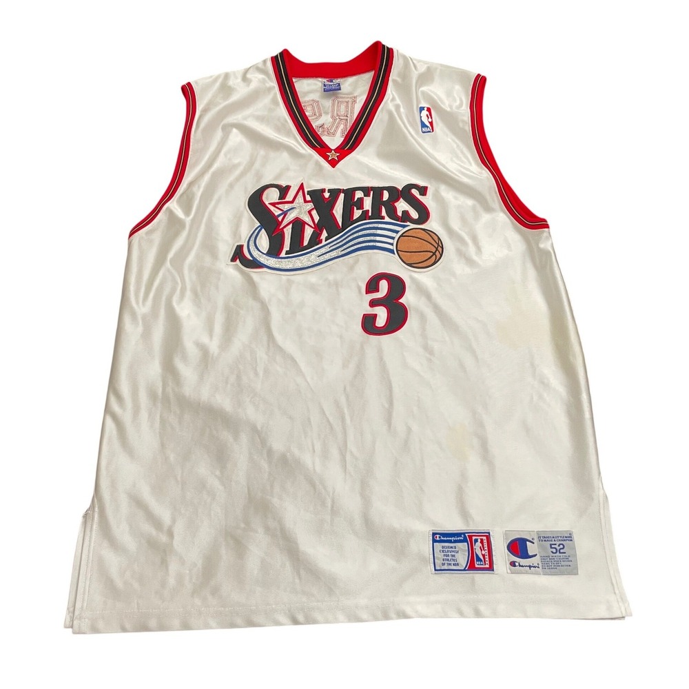 Vintage Allen‎ Iverson Philadelphia 76ers Champion Jersey 52 XXL White Stitched